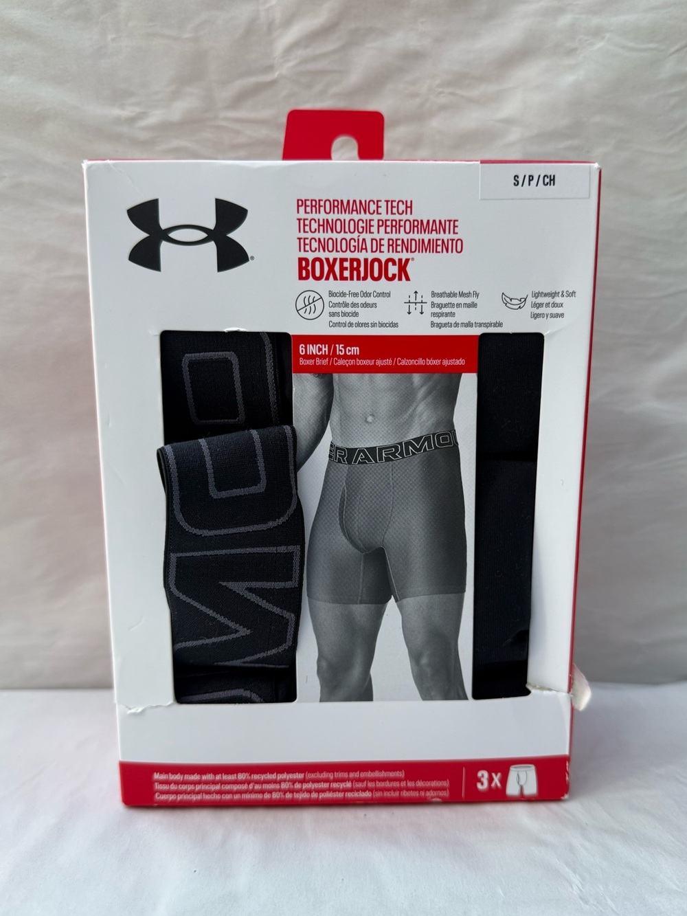 Under Armour Men’s Boxerjock 6" Performance Briefs - Black (3-Pack) - Size Small